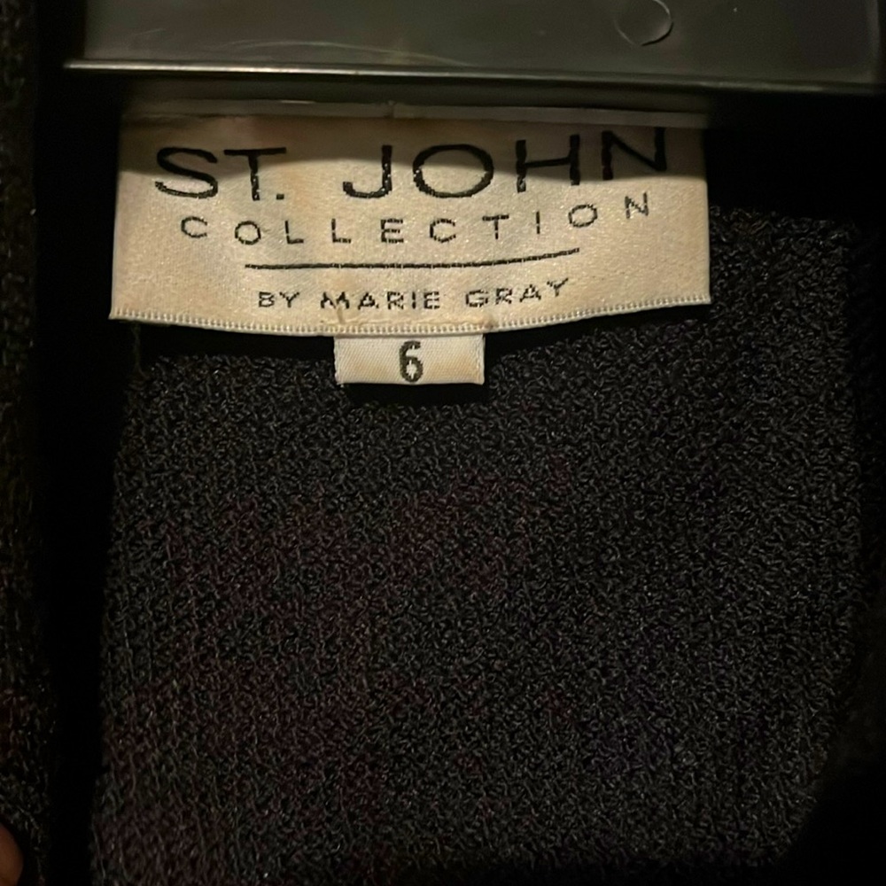 Vintage St. John By Marie Gray Knit Dress Gold Buttons Rhinestones